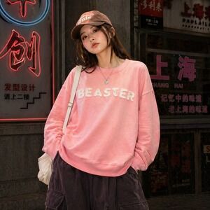 Beaster Sweatshirt Womens M Pink Tie Dye Guochao Chinese Streetwear Born To Be